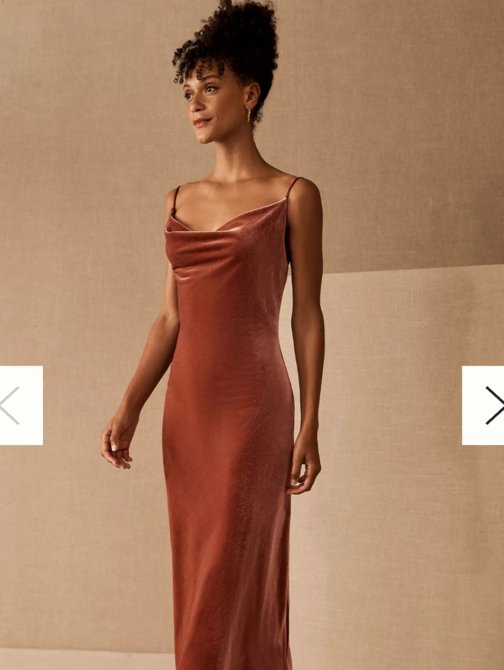 Anthro JENNY YOO Bentley Velvet Midi Dress Cowl Neck 6 Rose Color BHLDN